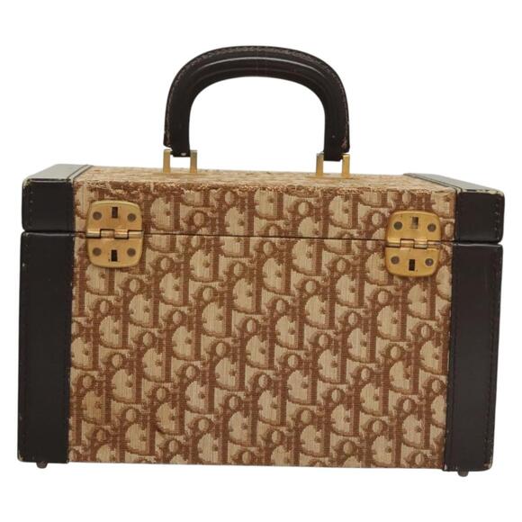 DIOR Trotter Canvas Vanity Case Hand Bag Brown - Picture 3 of 12